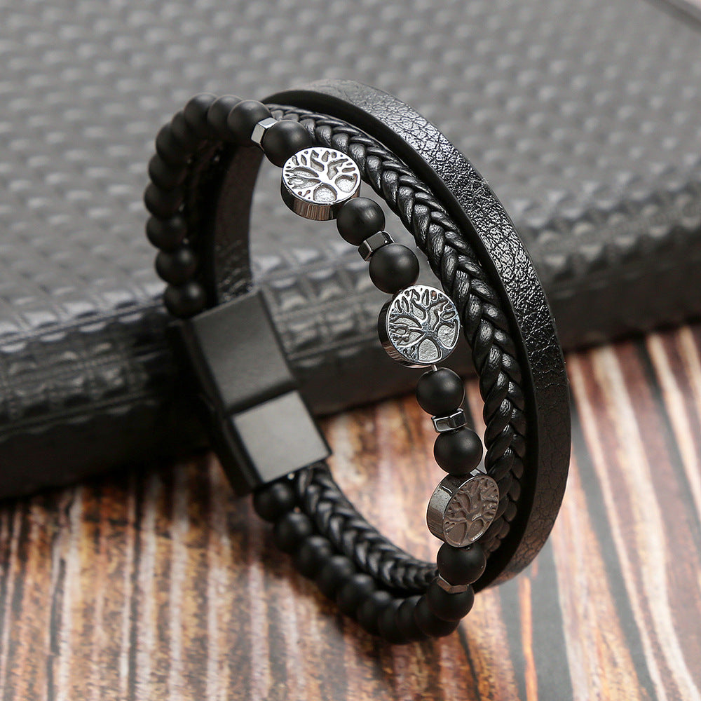 Wholesale natural stone bracelet magnet buckle men's bracelet ACC-BT-Hongx006