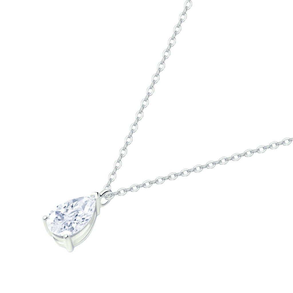 Wholesale Sterling Silver Zircon Water Drop Necklace White Gold Plated Collarbone Chain Simple Chic For Women Everyday Gift Boutique Fashion Accessory