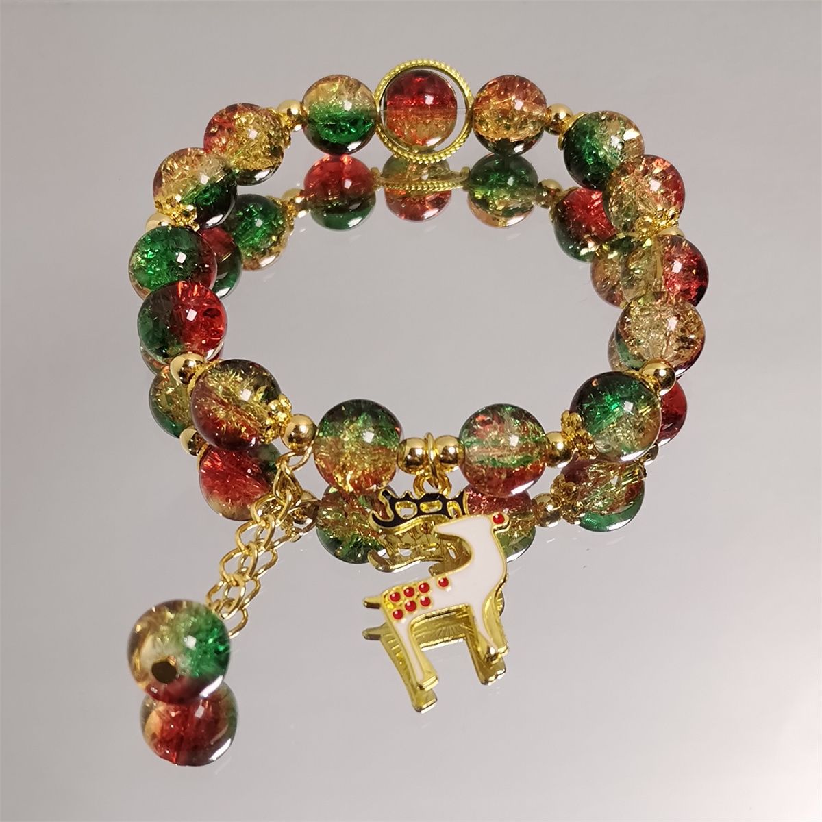Wholesale Christmas Santa Tree Glass Bead Bracelet Handmade Unisex Jewelry Gift