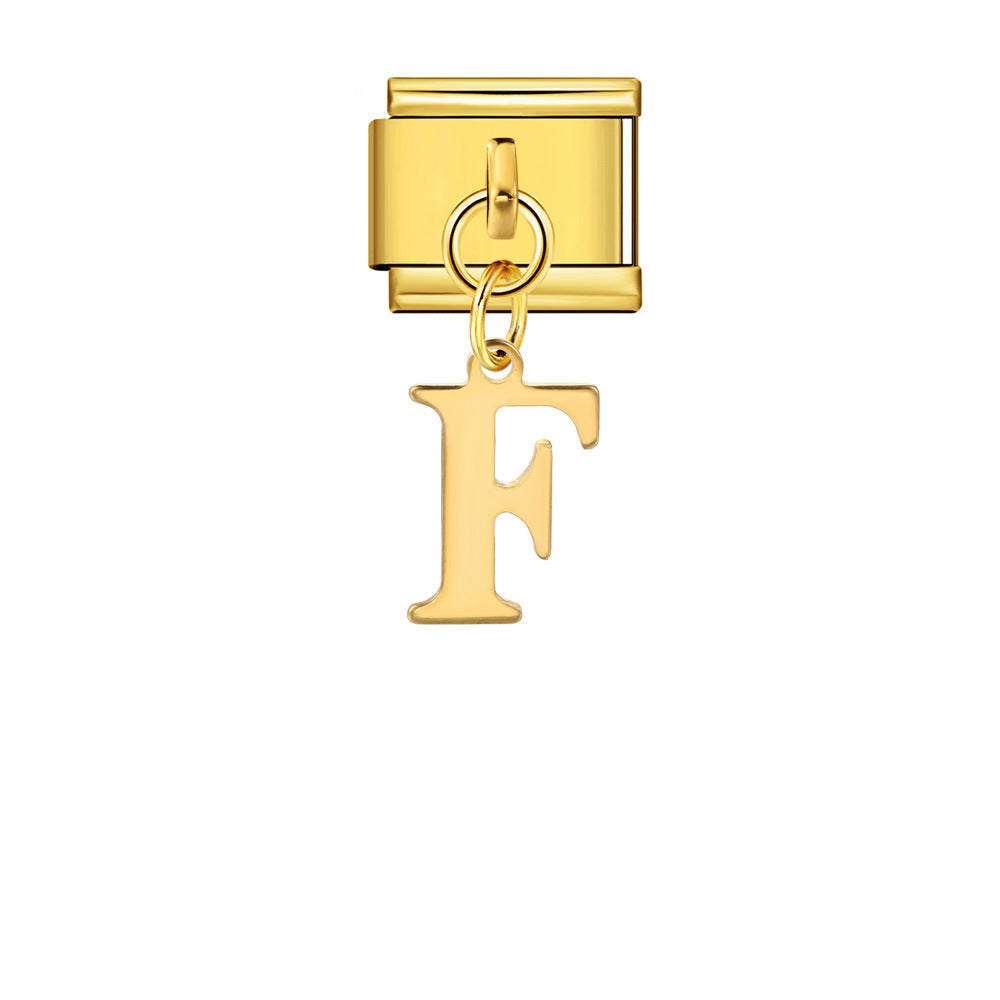 Wholesale Italian Charm Bracelet 9mm DIY Gold Simple Letter Creative Stainless Steel Composable Bracelet