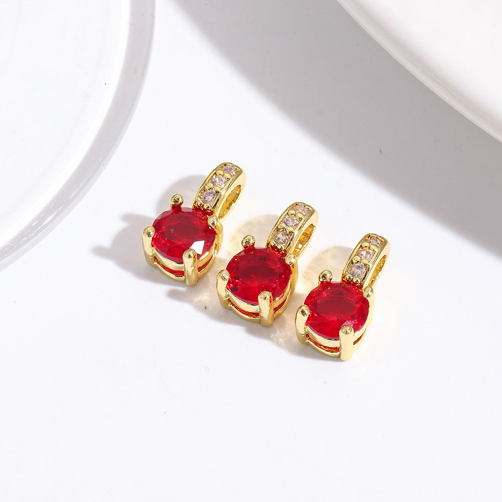 Wholesale Geometric colorful round zircon pendant