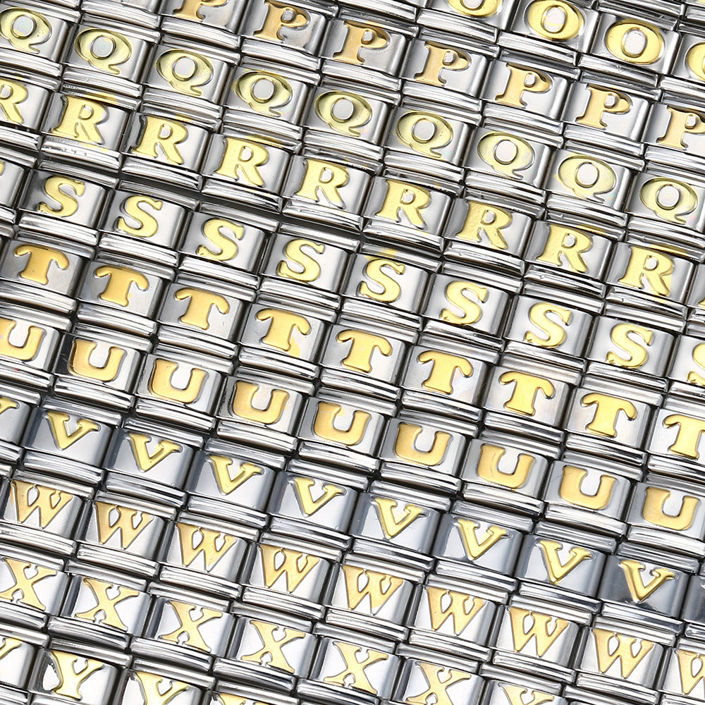 Wholesale Italian Charm Bracelet 9mm DIY Splicing Removable Gold Plated English Letters Stainless Steel Composable Bracelet
