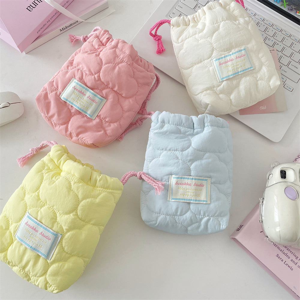 Wholesale Stylish Quilted Pink Heart Camera Pouch Soft Padded Storage Bag For CCD Polaroid Travel