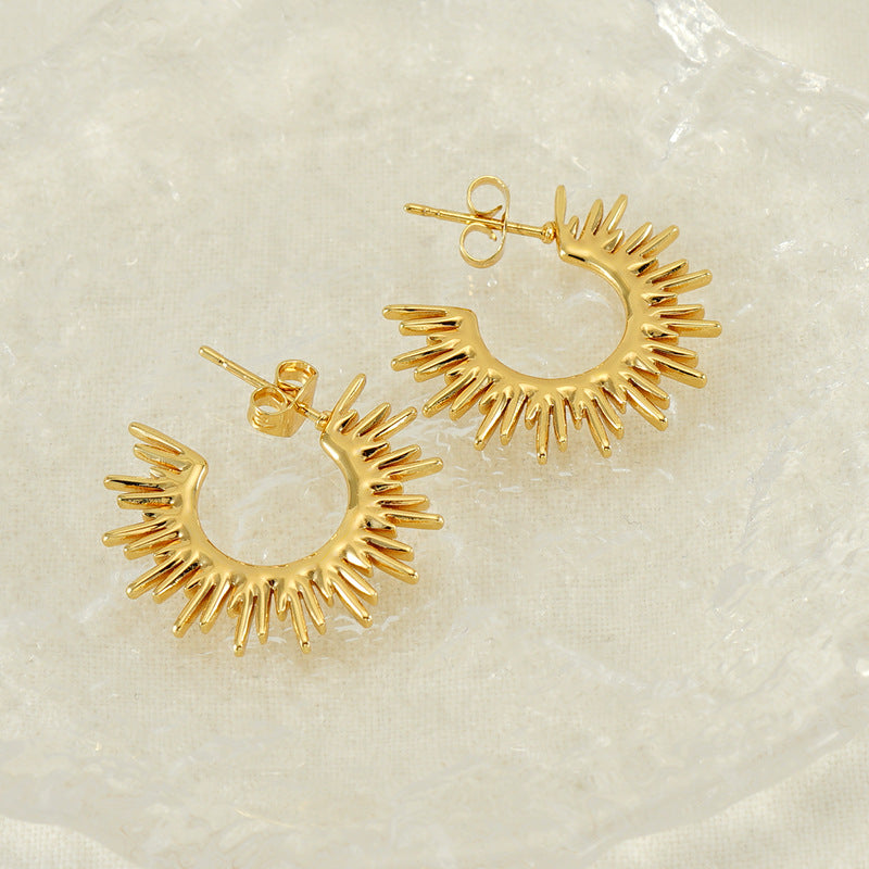 Wholesale Stainless Steel sunflower earrings  retro earrings