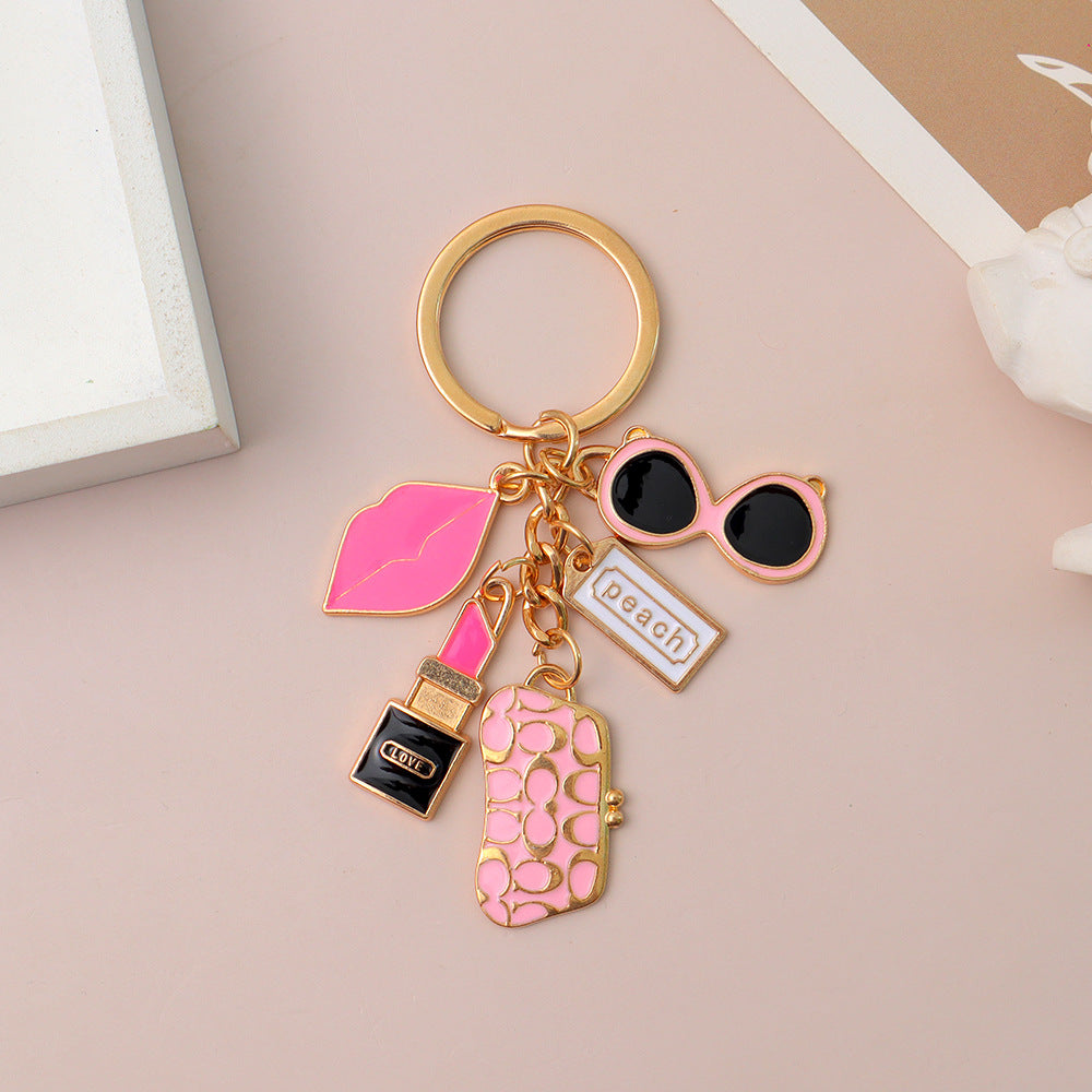 Wholesale Vintage Lipstick Keychain Enamel Pendant Bag Charm Fashion Accessory Gift