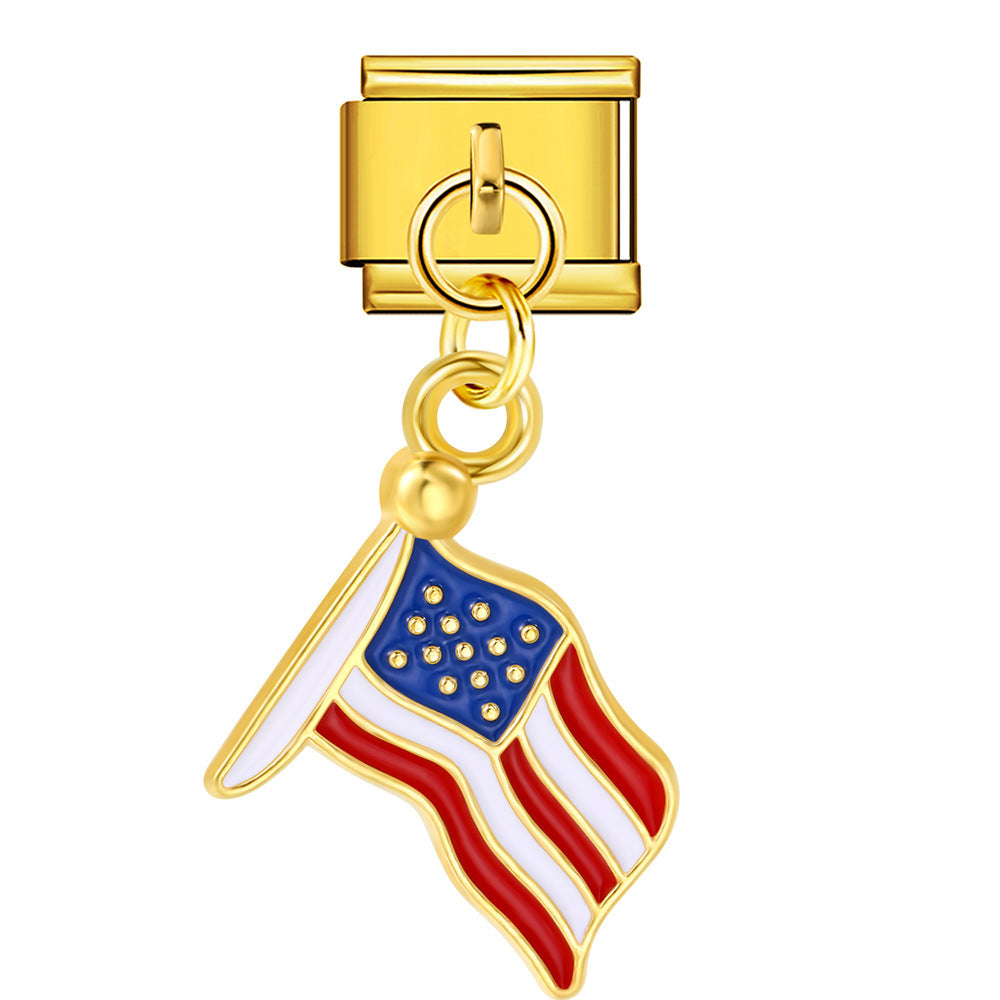 Wholesale  Italian Charm Bracelet 9mm DIY Independence Day Creative Stainless Steel Composable Bracelet