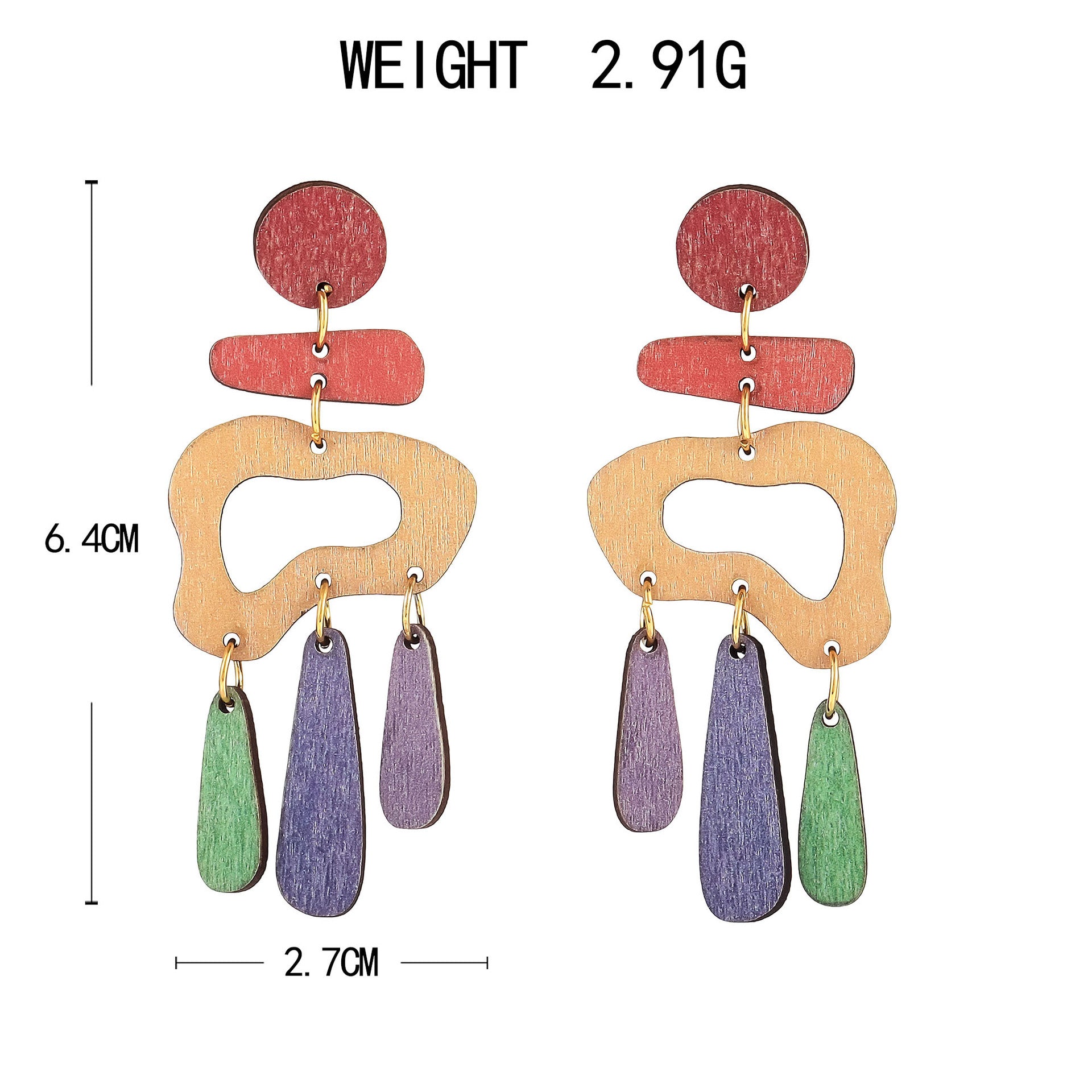 Wholesale  personality color irregular graphic stitching earrings