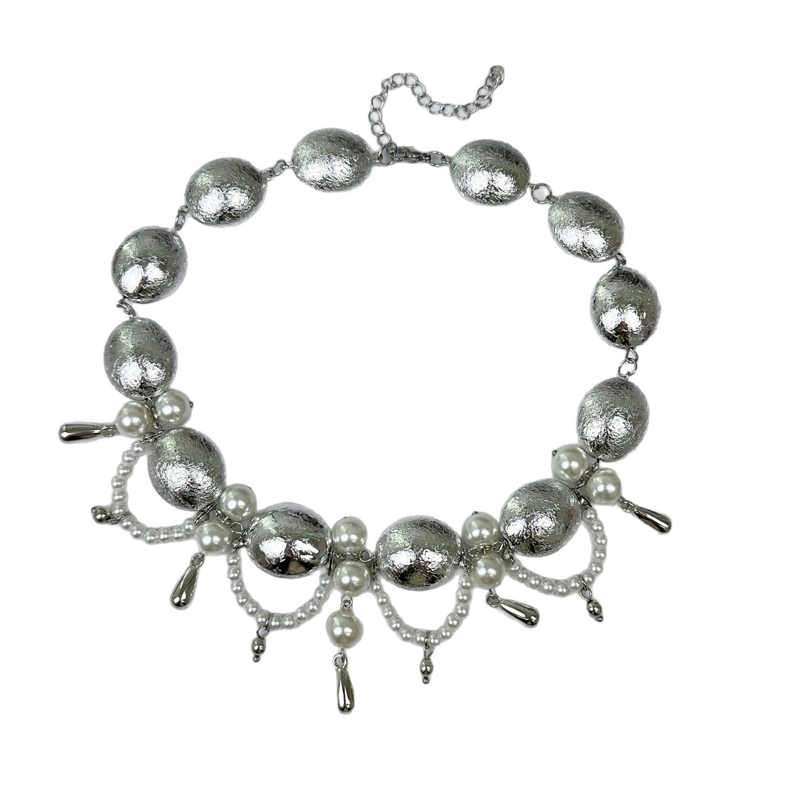 Wholesale Vintage Baroque Court Style Necklace  Pearl Diamond Tassel Multi-layer Short Neck Chain