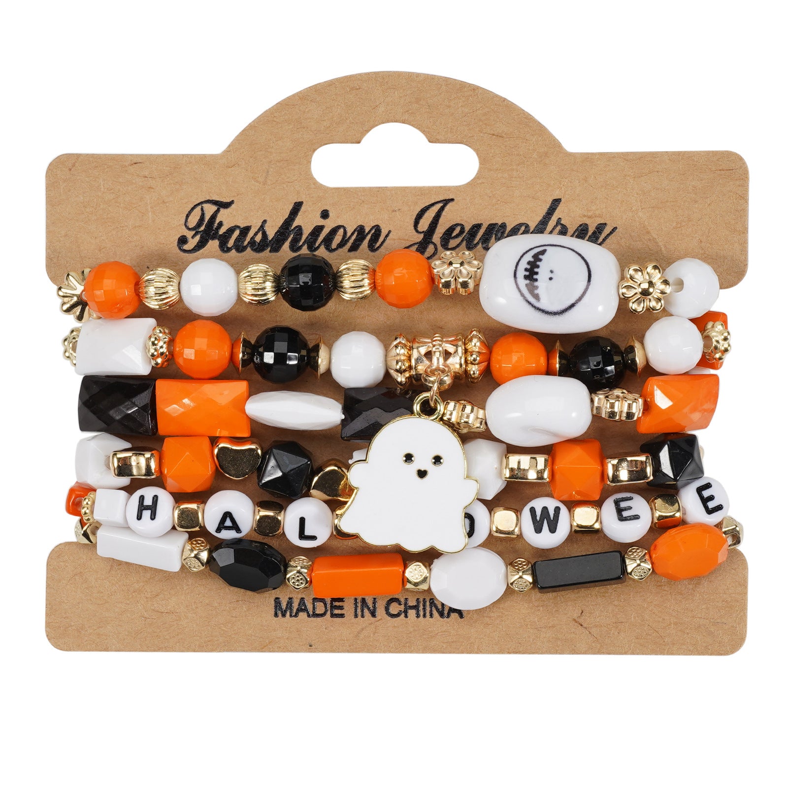 Wholesale Halloween Multi-layer Bat Pumpkin Spider Polymer Clay Bracelet Layered Bracelet Set ACC-BT-XinY013