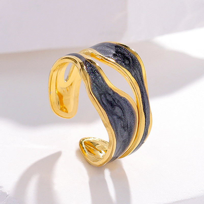 Wholesale 18K Gold Plated Stainless Steel Minimalist Geometric Irregular Ring For Women Jewelry Accessory