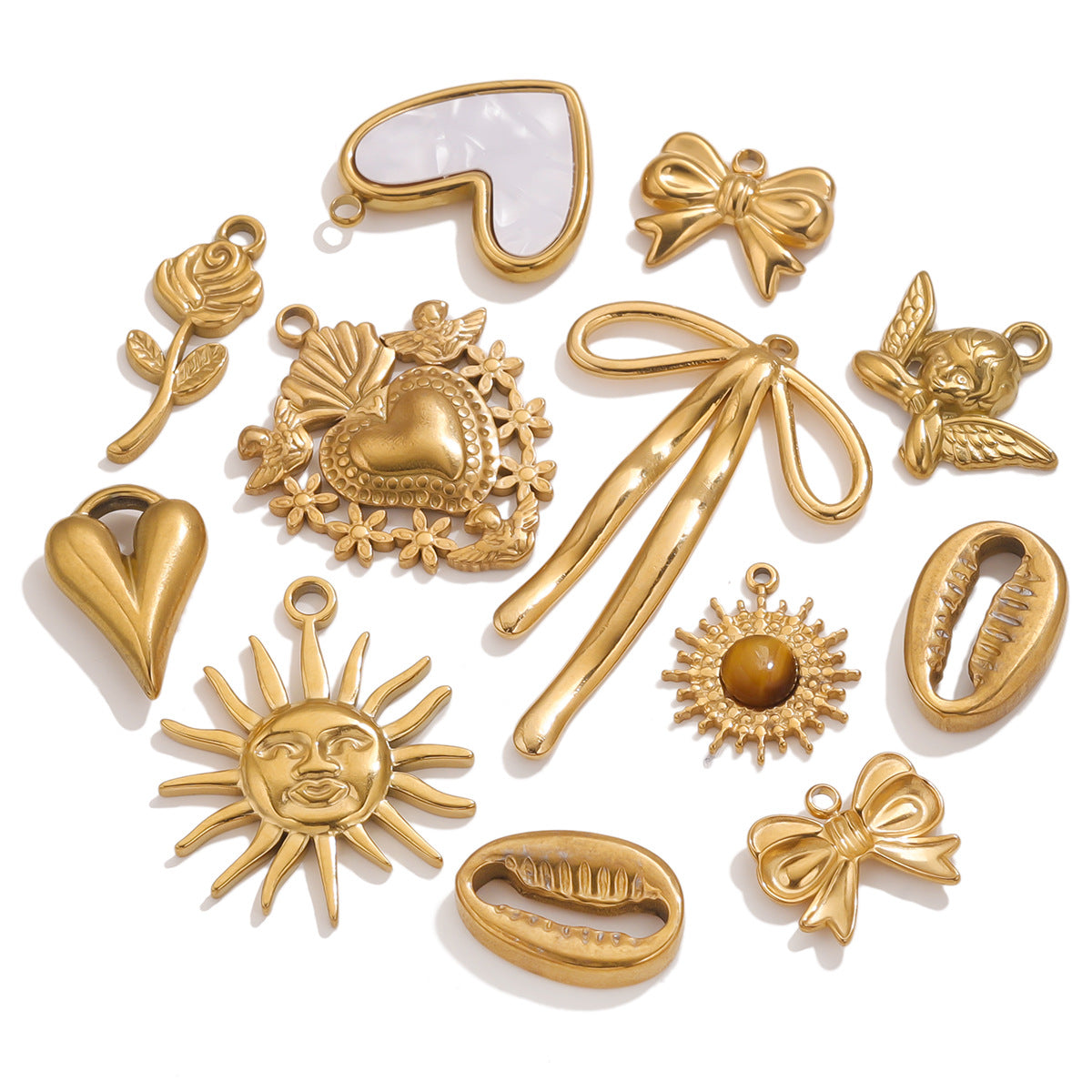 Wholesale 5pcs Stainless steel  retro three-dimensional sun love pendant