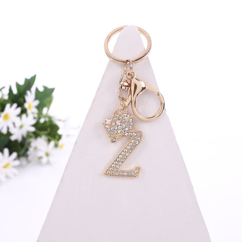 Wholesale Zinc Alloy Rhinestone Letter Keychain ACC-KC-YuanFei003