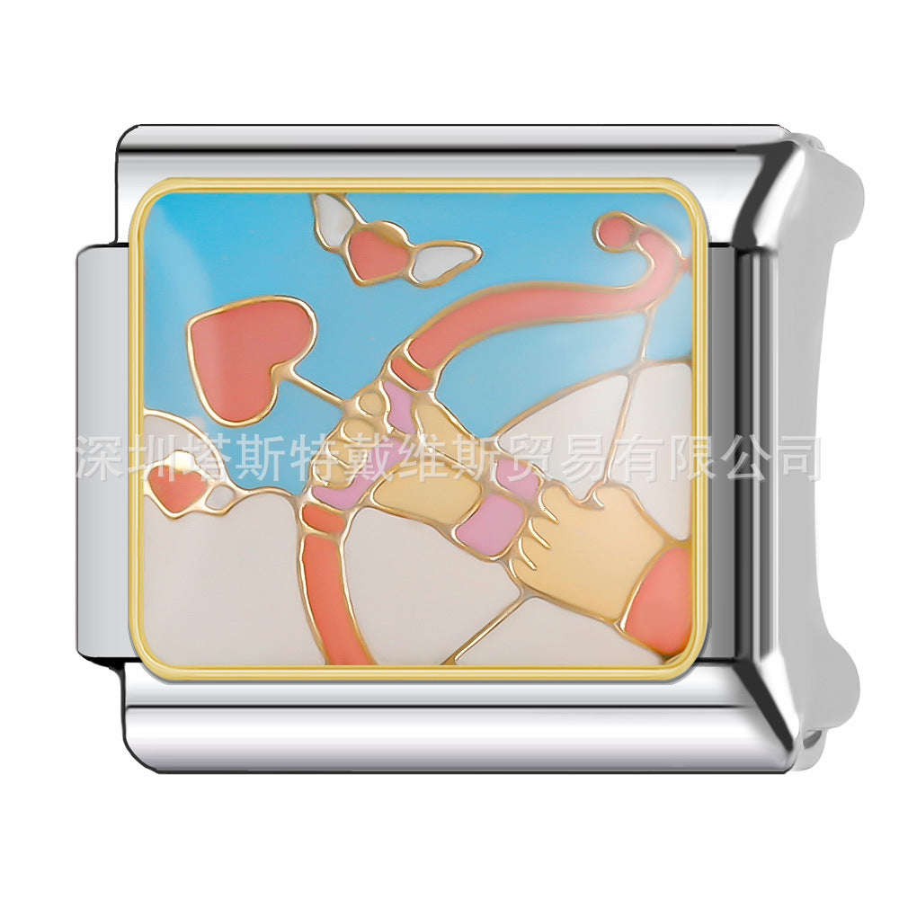 Wholesale 9mm Italian Charm Starter Bracelets DIY square Single Section Creative Stainless Steel Composable Bracelet