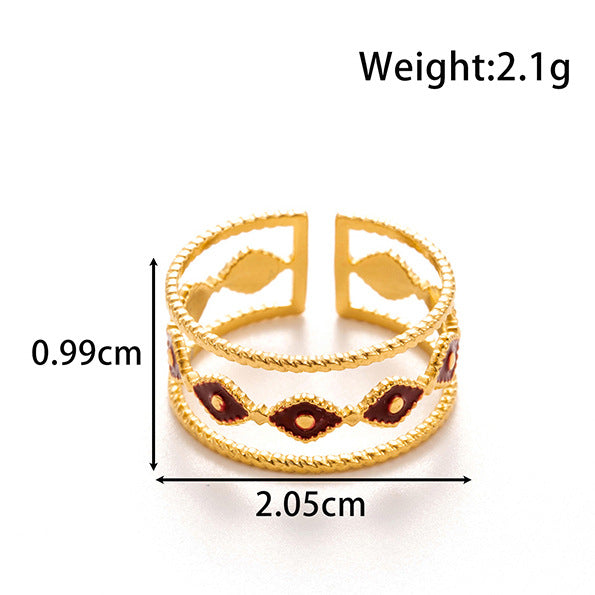 Wholesale  Red Titanium Steel Oil Dropping Light Luxury Retro Ring