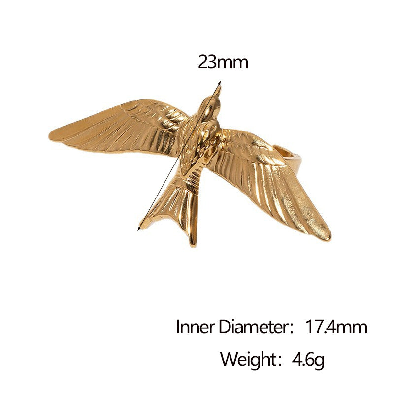 Wholesale Stainless Steel Dove Open Ring Retro Gold Fashion Jewelry Accessory For Gift Party