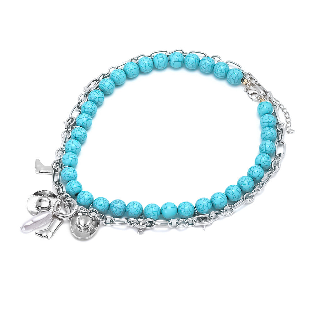 Wholesale  Denim Style Hat Boots Pendant Necklace Multi-Layer Clavicle Necklace