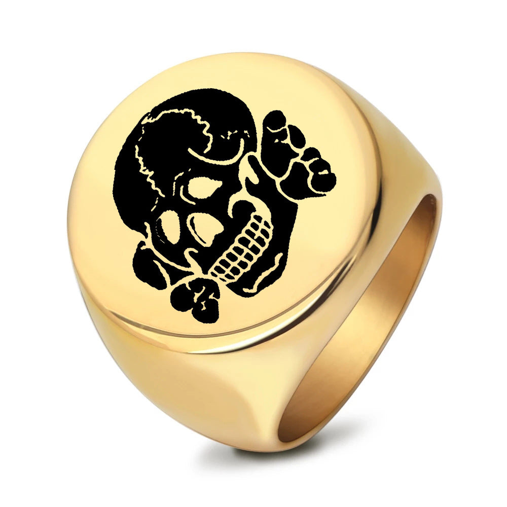 Wholesale  titanium steel  laser skull men's ring