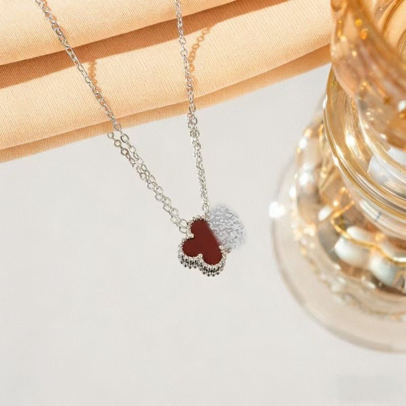 Wholesale Titanium Steel Lucky Four Leaf Clover Pendant Necklace Double Sided Mother Of Pearl Design Trendy Jewelry Accessory ACCVIP