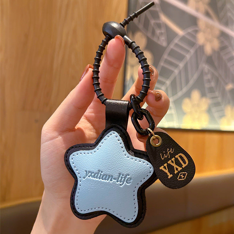 Wholesale Trendy Yellow Leather Heart Keychain Bag Charm Decorative Gift For Students