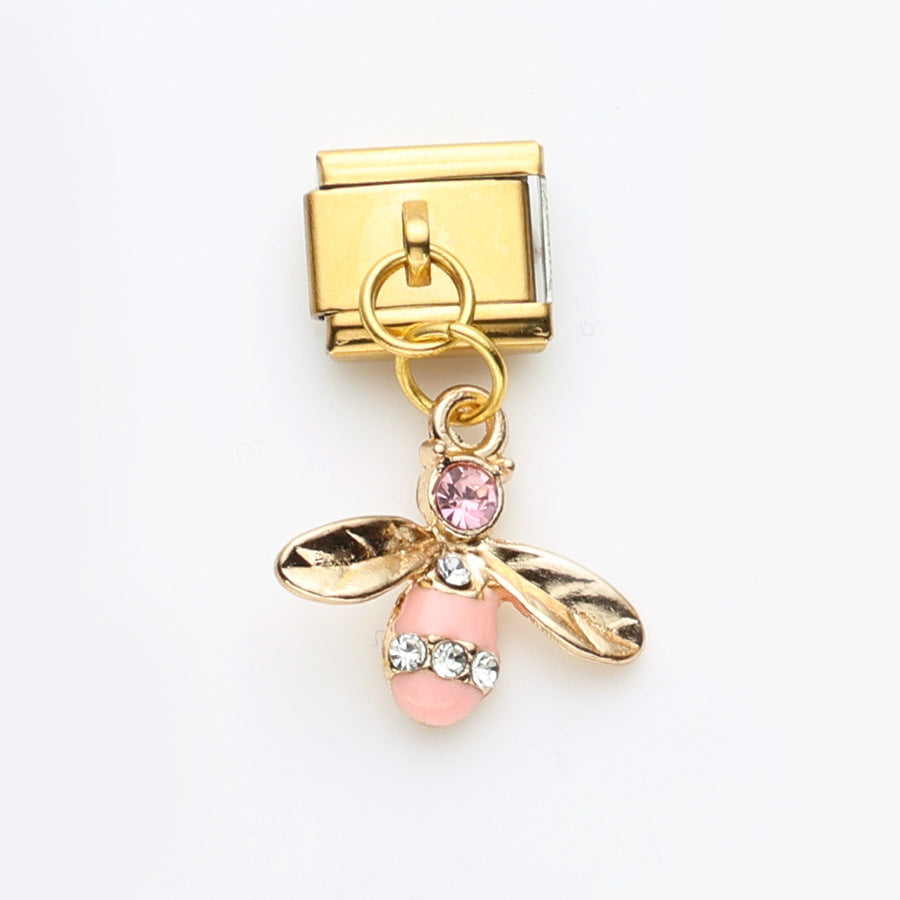 Wholesale 10pcs Italian Charm Bracelet 9mm DIY Splicing Butterfly Bee Stainless Steel Composable Bracelet