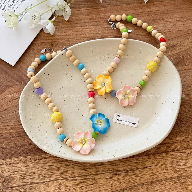 Wholesale Colorful Beaded Frangipani Necklace