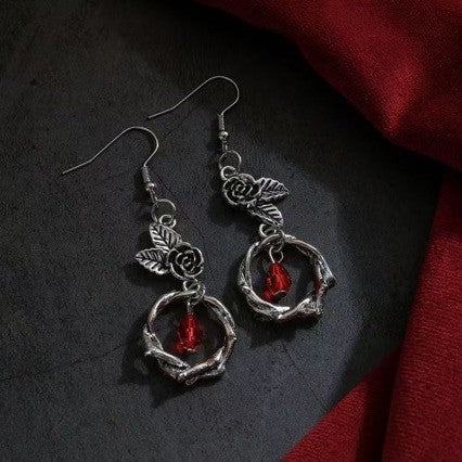 Wholesale Gothic n Vine Red Crystal Pendant Earrings,  Alloy Fashion Accessory for Everyday Wear