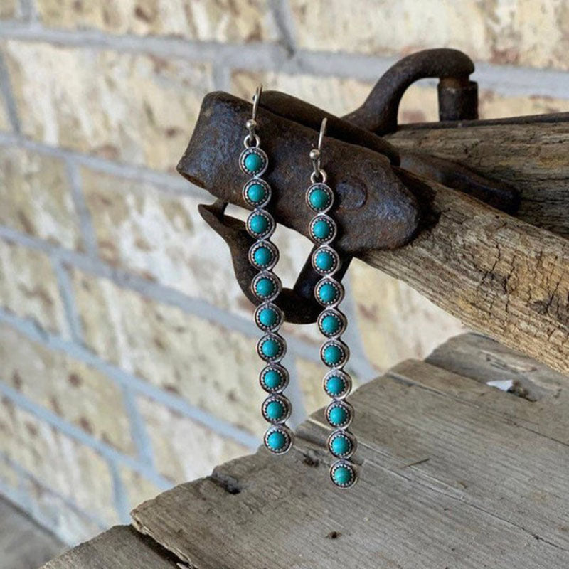 Wholesale Retro Long Turquoise Earrings Bohemian Style Simple Jewelry Creative Earrings