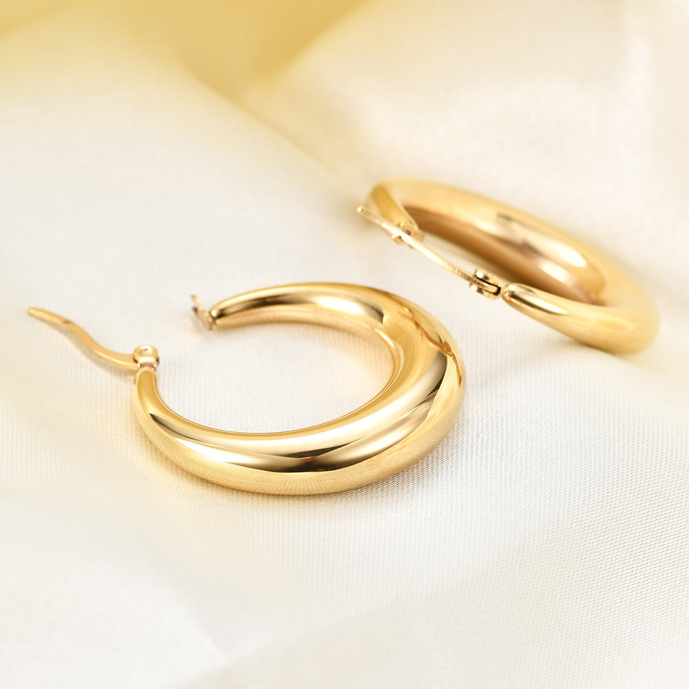 Wholesale  stainless steel 18K gold bread threaded metal earrings