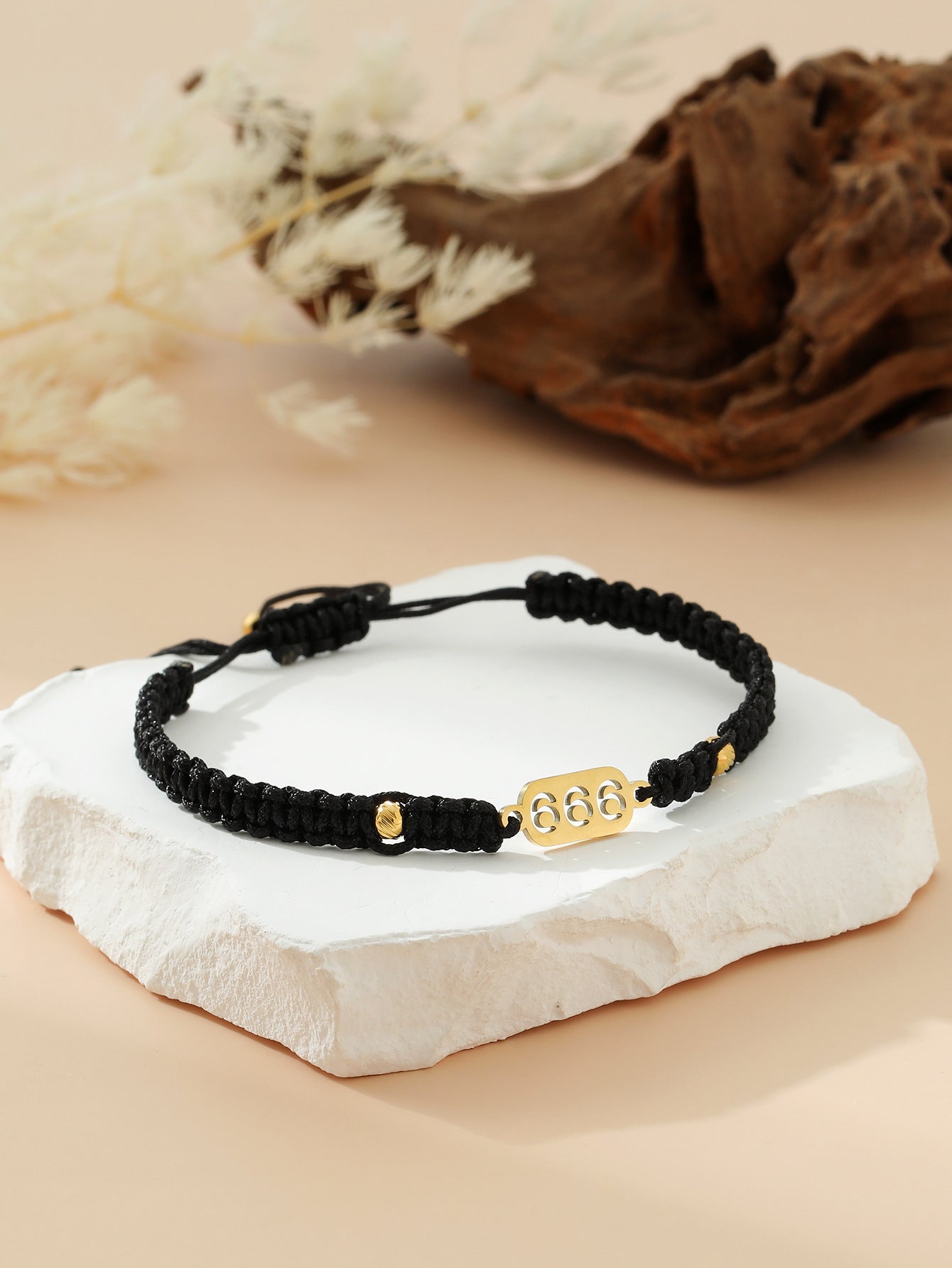 Wholesale hand-woven golden lucky number flat knot hand rope  bracelet