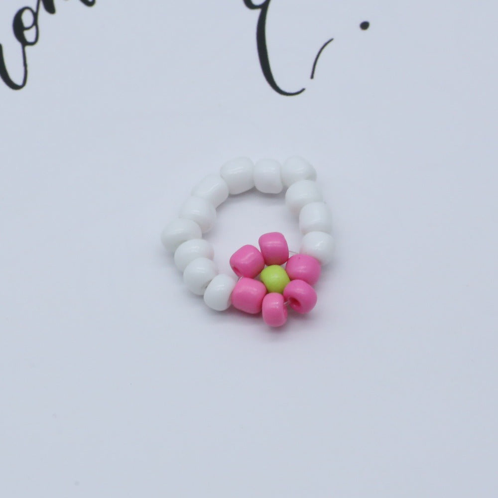 Wholesale Elegant Style handmade rice beads flower rings