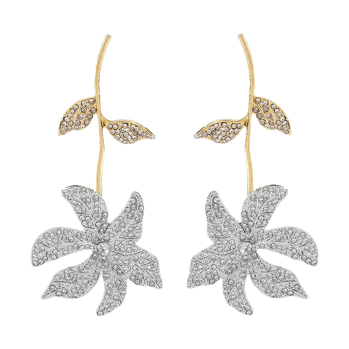 Wholesale personality temperament classic rhinestone flower earrings