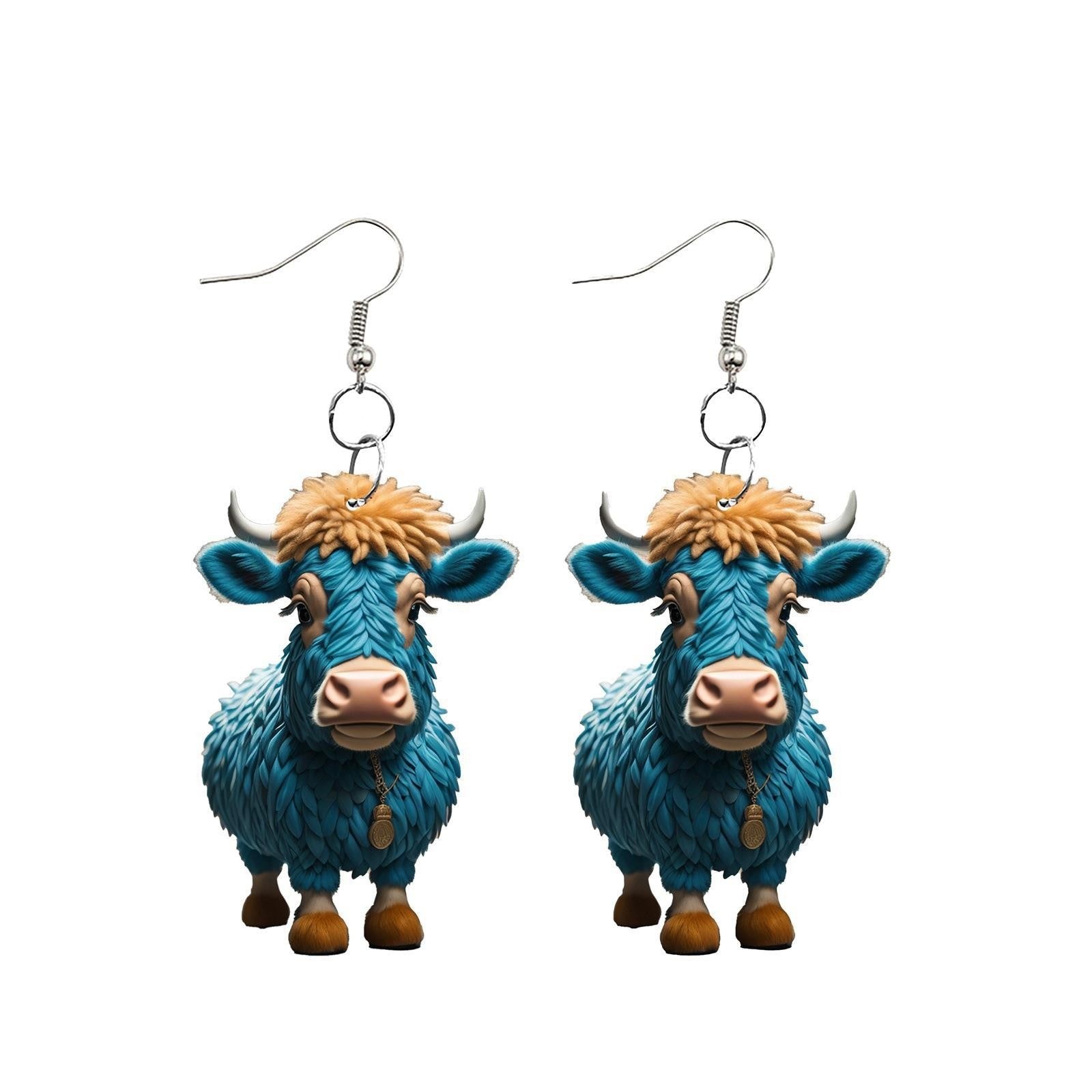 Wholesale Cartoon Colorful Cow Flat Acrylic Earrings ACC-ES-YuanJi002