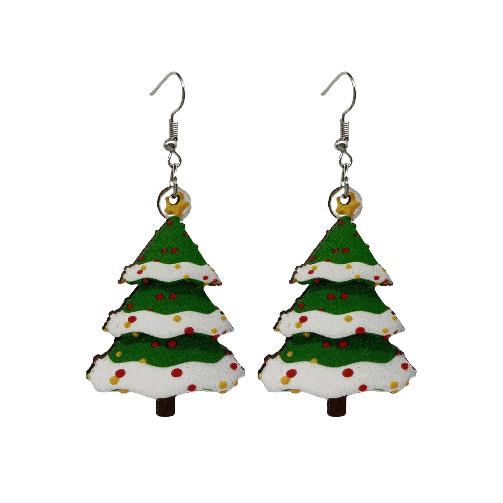 Wholesale Christmas Wood Christmas Tree Long Earrings ACC-ES-FX065