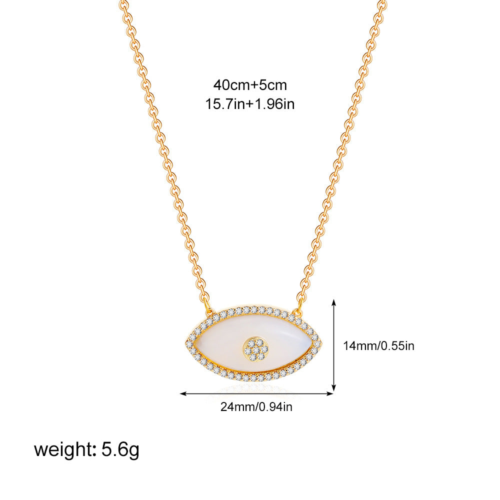 Wholesale  Stainless Steel Plated 18K True Gold Natural Gem Devil's Eye Necklace