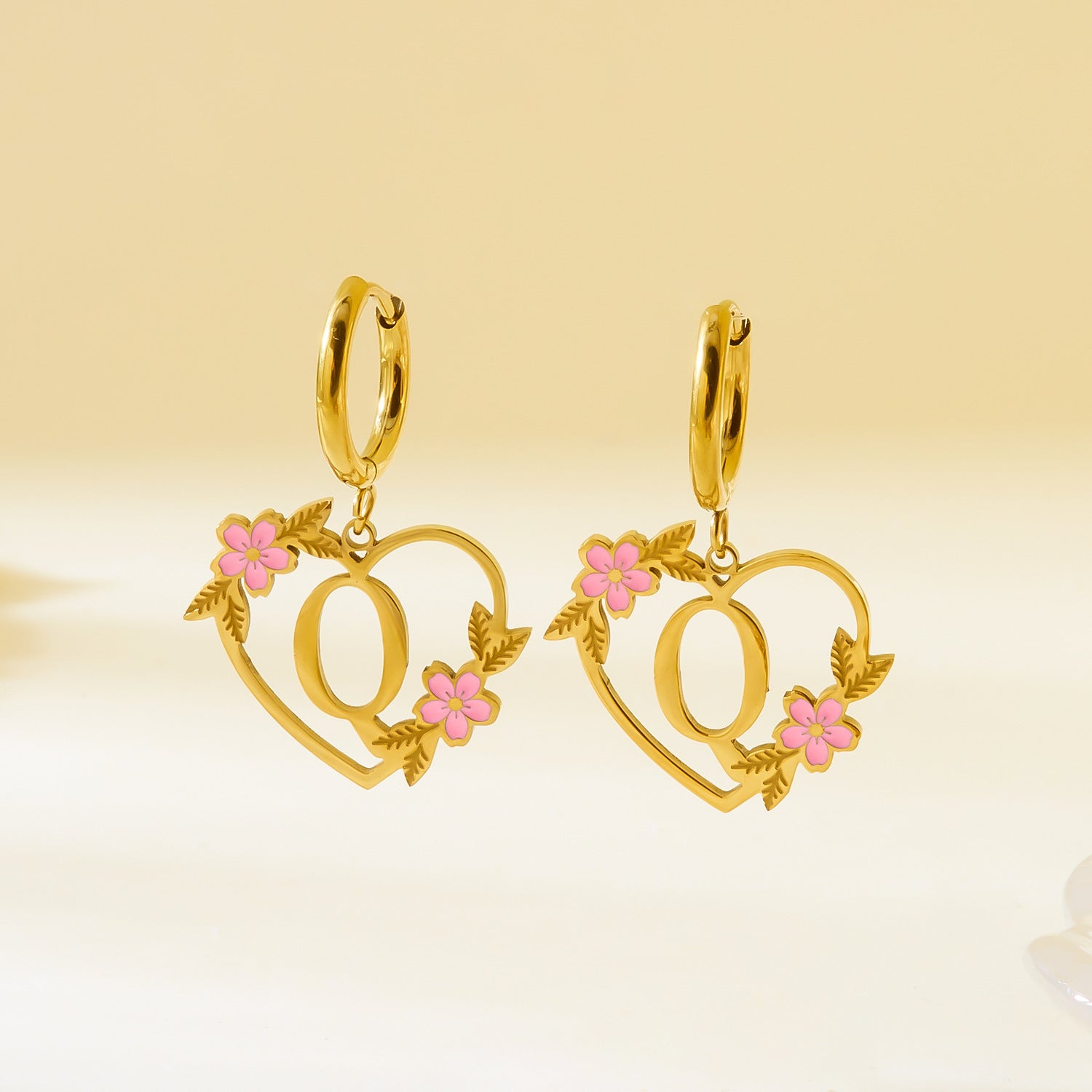 Wholesale  Stainless Steel Heart Letter Earrings