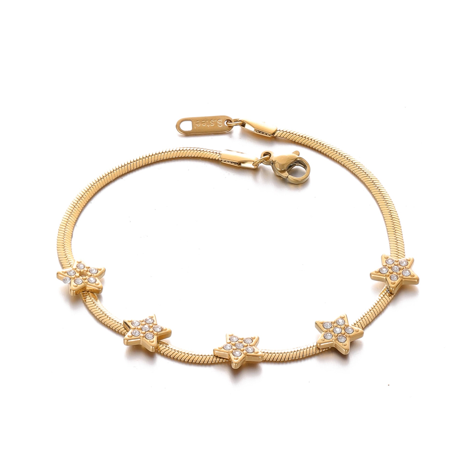 Wholesale Stainless Steel Five-pointed Star Diamond Bracelet
