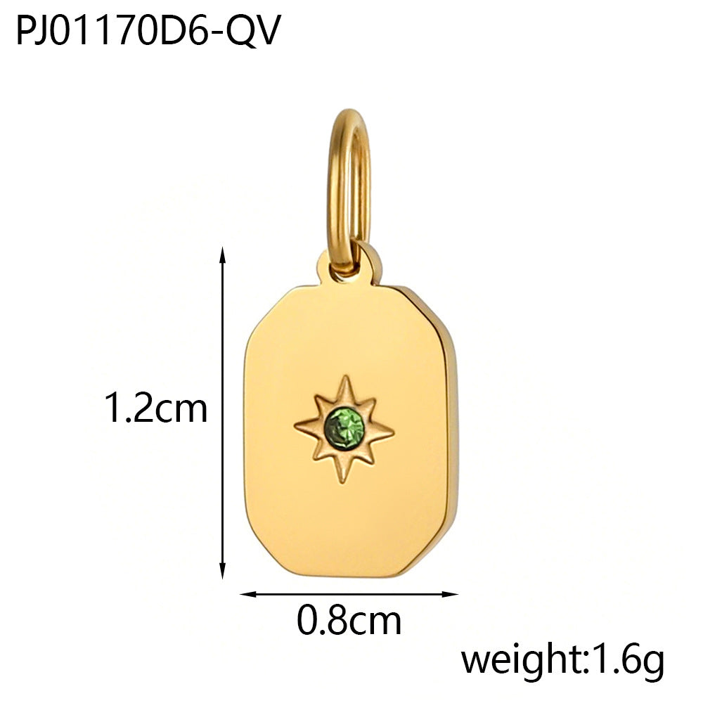 Wholesale Stainless Steel Tag December Zircon Diy Pendant