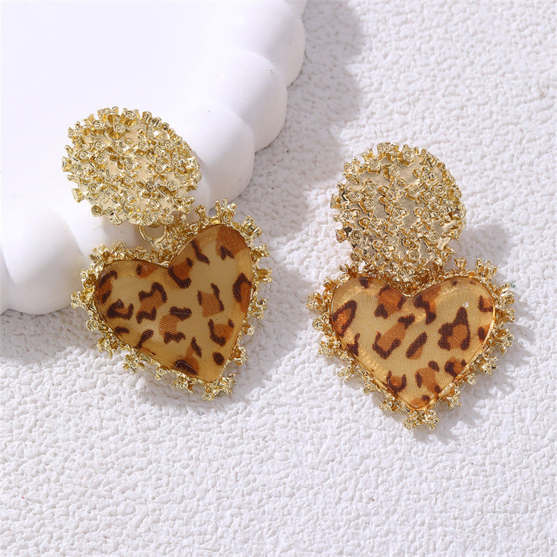 Wholesale Heart Leopard Print Earrings ACC-ES-NZ003