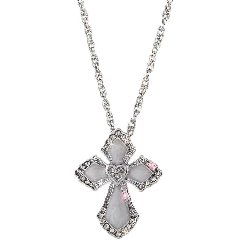 Wholesale  Retro Cross Diamond Love Pendant Necklace