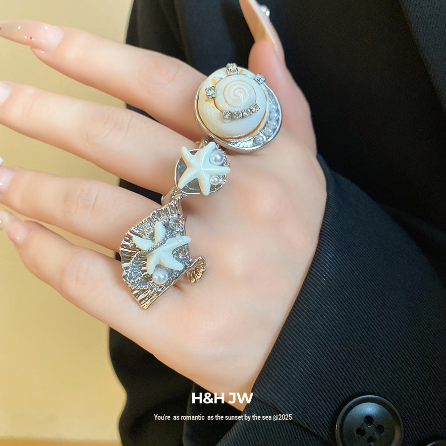 Wholesale Silver Shell Boho Open Ring,  Fashion Jewelry for Women Gift