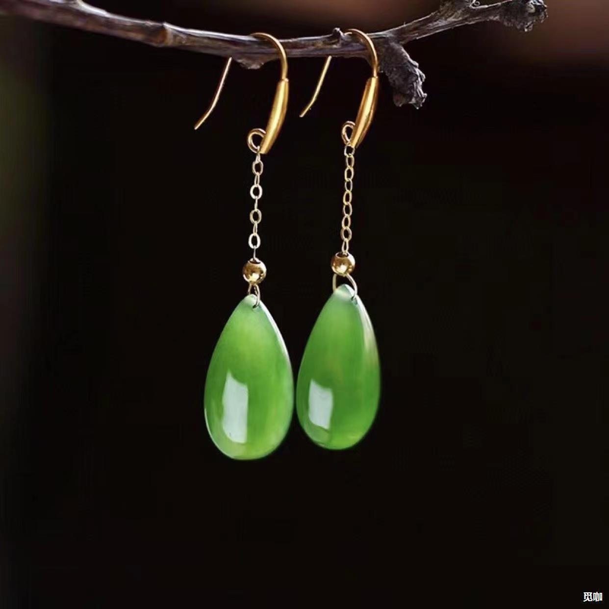 Wholesale Electroplated Water Drop Jasper Earrings Retro Style Chinese Elegant Gift for Mom
