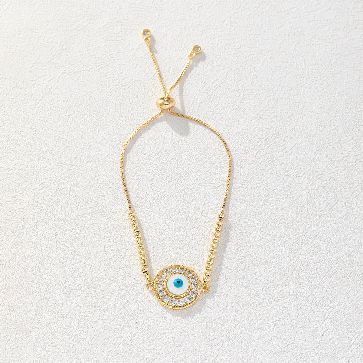 Wholesale Copper Zircon Evil Eye Bracelet Trendy Blue Eye Drip Oil Jewelry Accessory Women S Boutique Gift