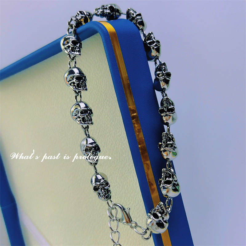 Wholesale Punk style skull metal men' s bracelet