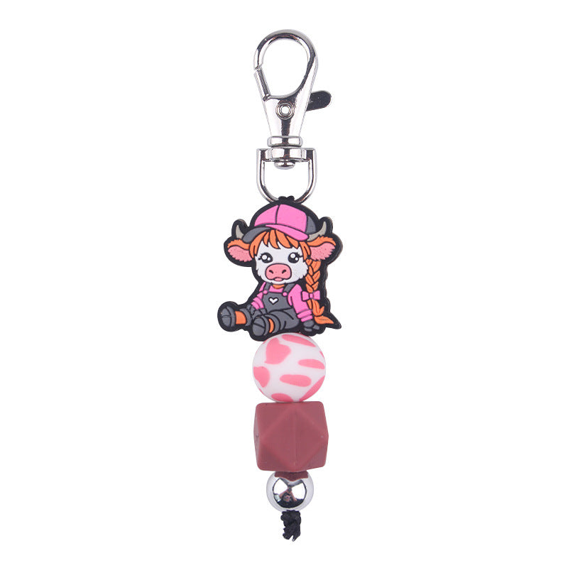 Wholesale Cartoon Cow Silicone Beaded Keychain ACC-KC-GuangTian088