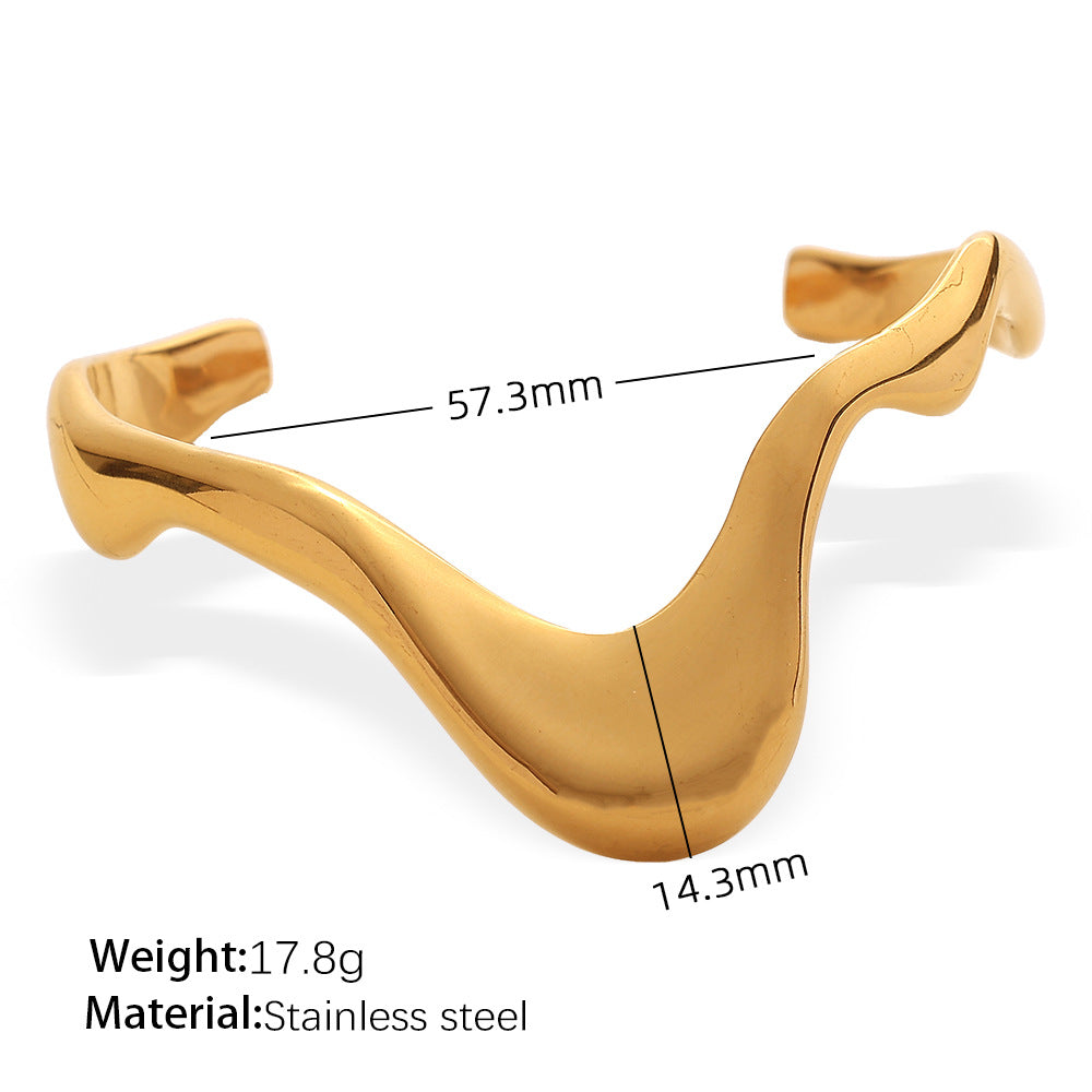 Wholesale  Exaggerated Stainless Steel Line Opening Bracelet