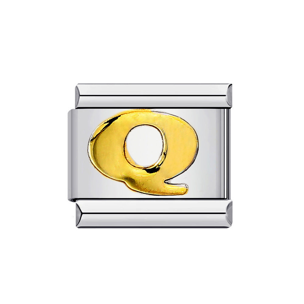 Wholesale Italian Charm Bracelet 9mm DIY Splicing Removable Gold Plated English Letters Stainless Steel Composable Bracelet