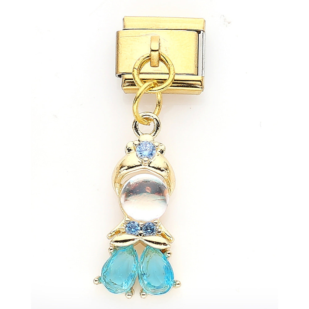 Wholesale 10pcs Italian Charm Bracelet 9mm DIY Splicing Golden Cherry Mushroom Stainless Steel Composable Bracelet