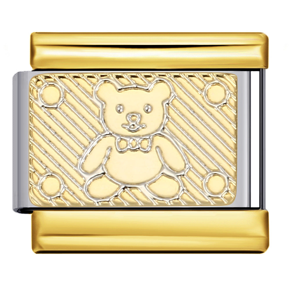 Wholesale Italian Charm Bracelet 9mm DIY gold-plated silver pattern Creative Stainless Steel Composable Bracelet