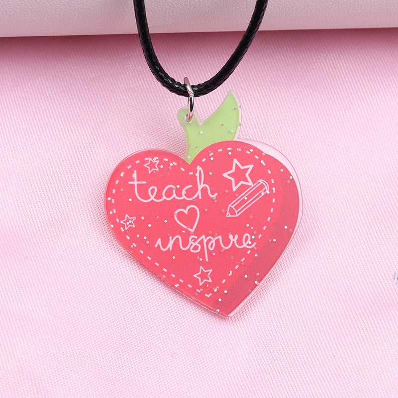 Wholesale Teacher's Day Cartoon Rainbow Acrylic Necklace ACC-NE-DA001