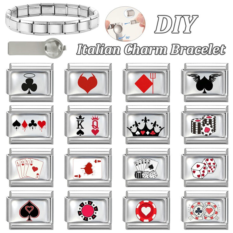 Wholesale Stainless Steel Poker Element DIY Modular Bracelet Accessory Jewelry Supply